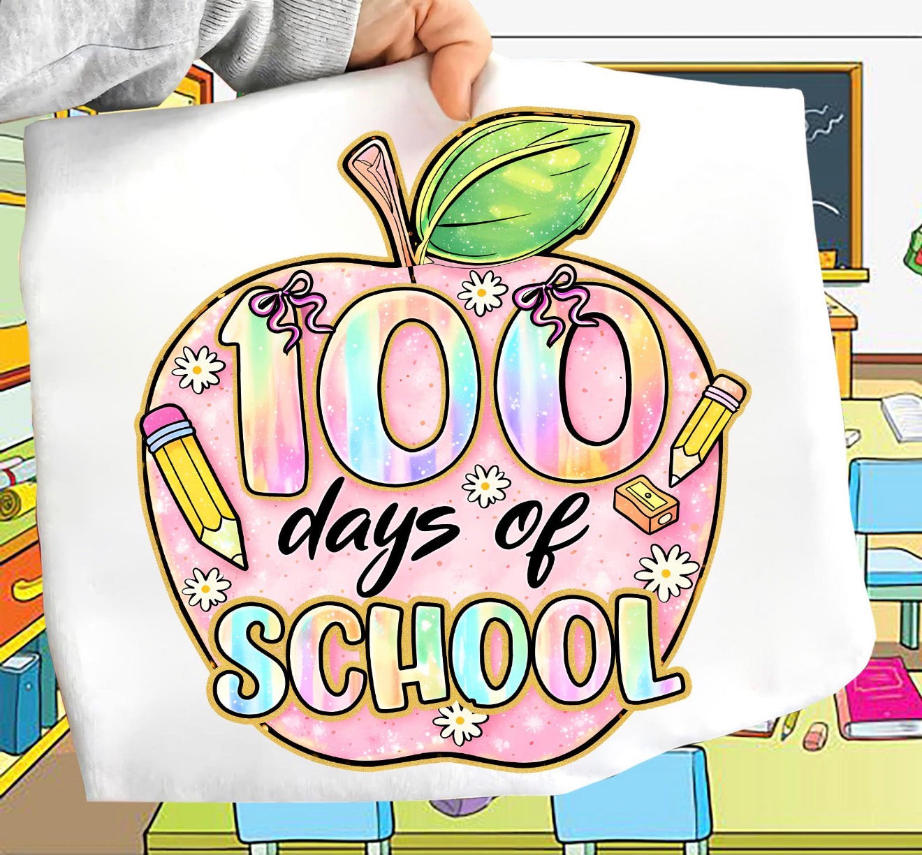 100 Days Of School - Pink Apple